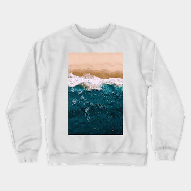 Dark Blue Ocean Waves Hawaii Beach Watercolor Artwork Crewneck Sweatshirt by Naumovski